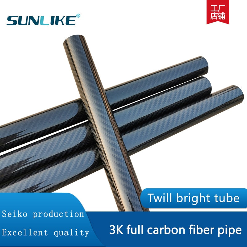 2PC twill glossy carbon fiber tube accessories OD4mm8mm12mm20mm30mm40mm50mm length 500mm